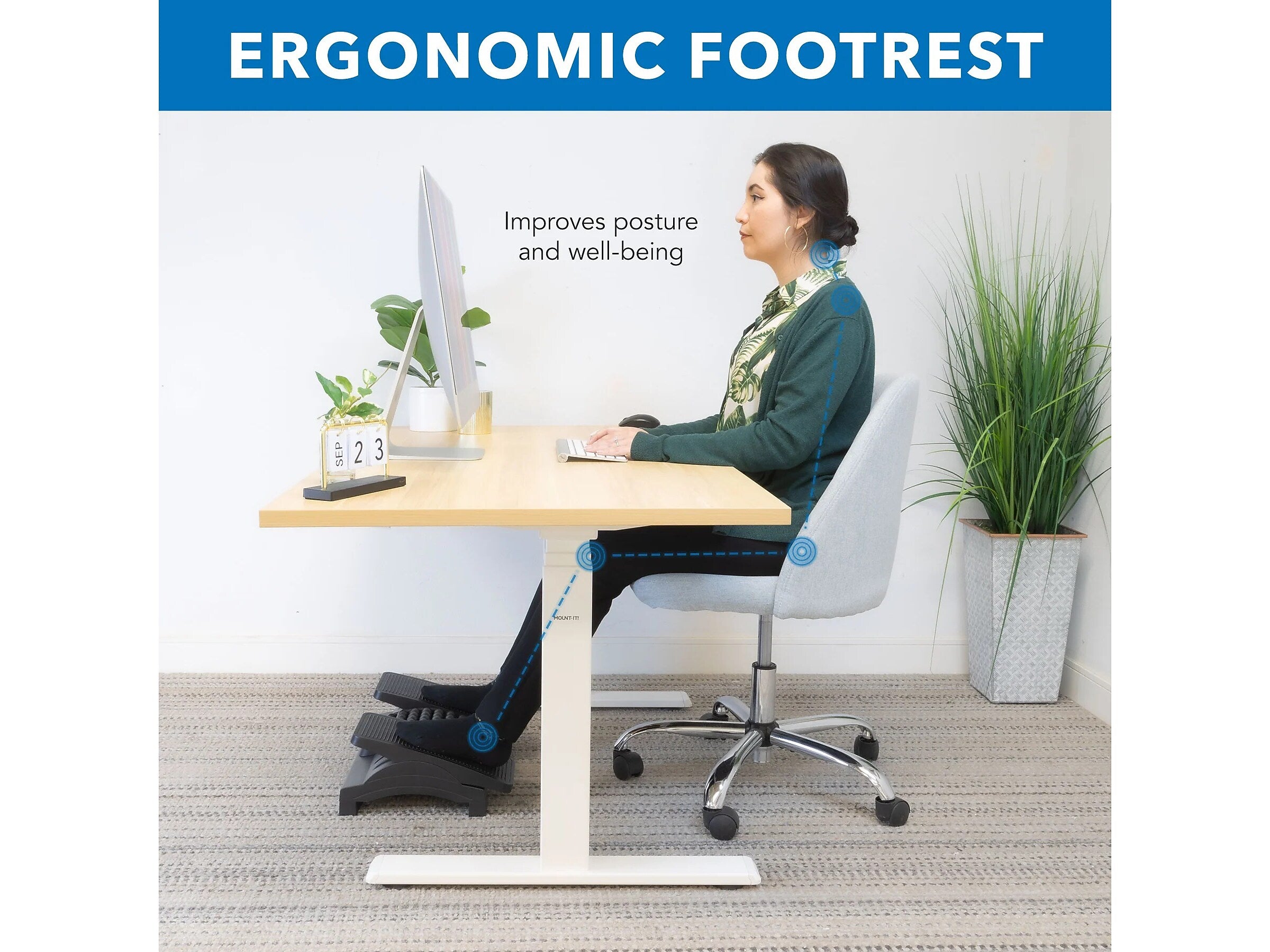 Mount-It! Dual Pedal Ergonomic Footrest, Black (MI-7811)