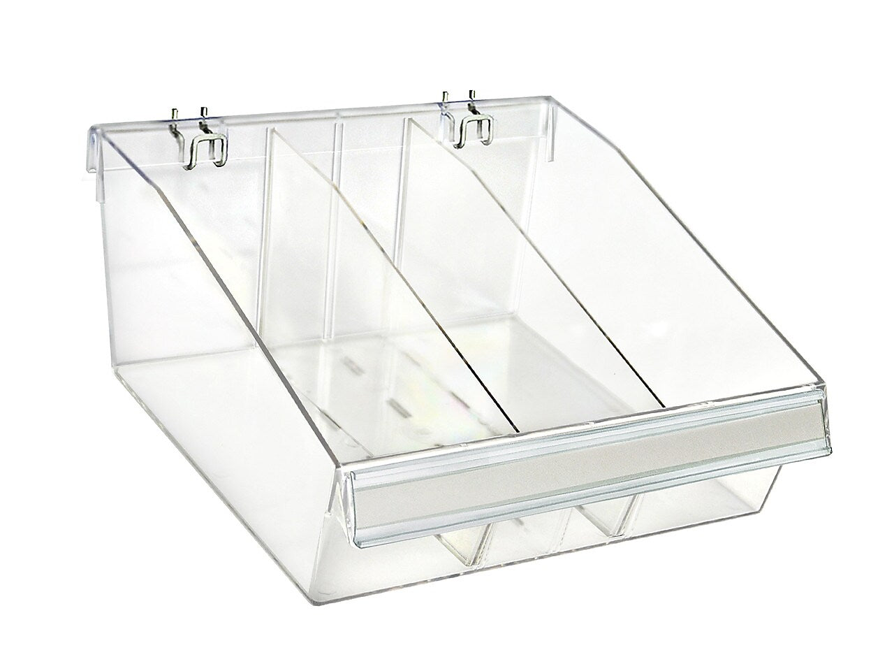 Azar 5.75" x 11.75" Pegboard 3-Compartment Deep Bin Tray, Clear, 2/Pack (556132-S-DIV-2PK)