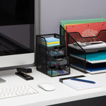 Mind Reader 4-Compartment Metal Desk Organizer, Black (MESHMINI-BLK)