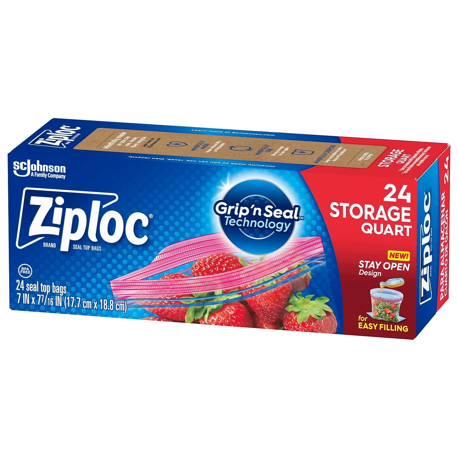 Ziploc Medium Storage Bags, 1 Qt., 24/Carton (314466)