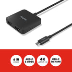 Staples TECH 6" USB-C to HDMI Audio/Video Cable, Male to Female, Black (ST62386)