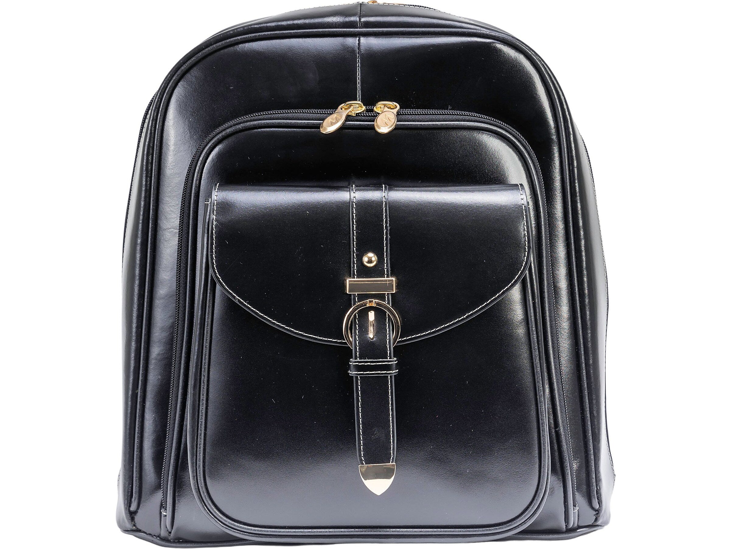McKlein OLYMPIA Leather Laptop Backpack, Medium, Black (99565)