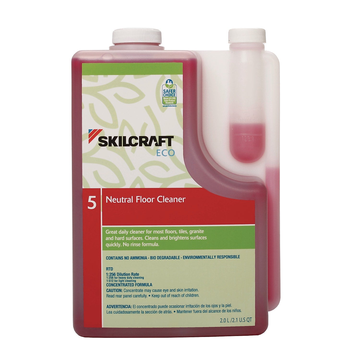 AbilityOne SKILCRAFT ECO Neutral Floor Cleaner, 2 Liter, 4/Pack (793-00-171-49188)