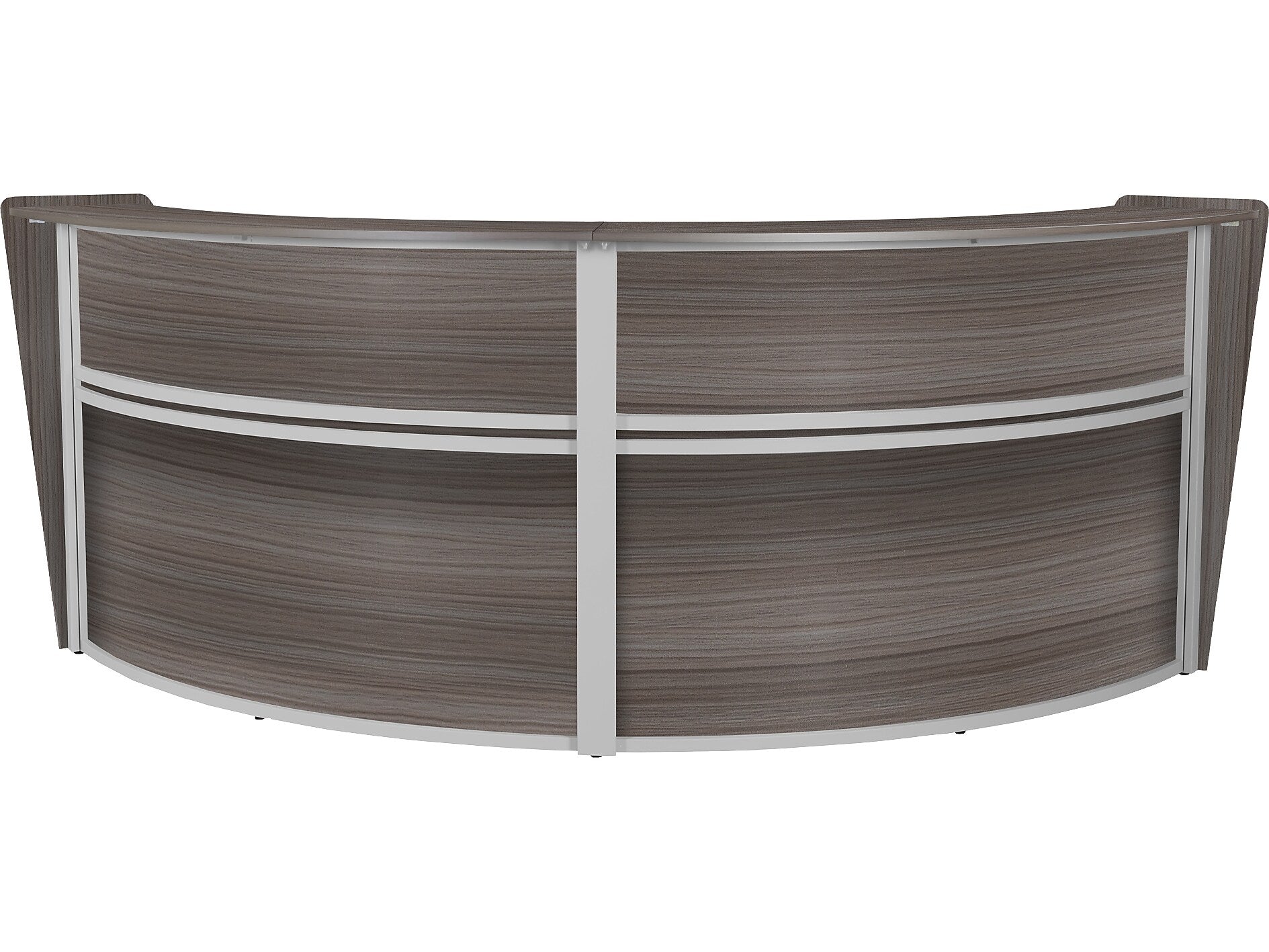 Regency Marque 124.5"W Curved Reception Desk Workstation, Driftwood Gray (77292GY)