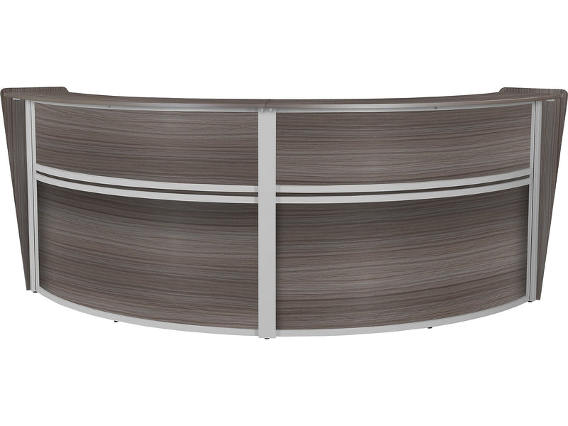 Regency Marque 124.5"W Curved Reception Desk Workstation, Driftwood Gray (77292GY)