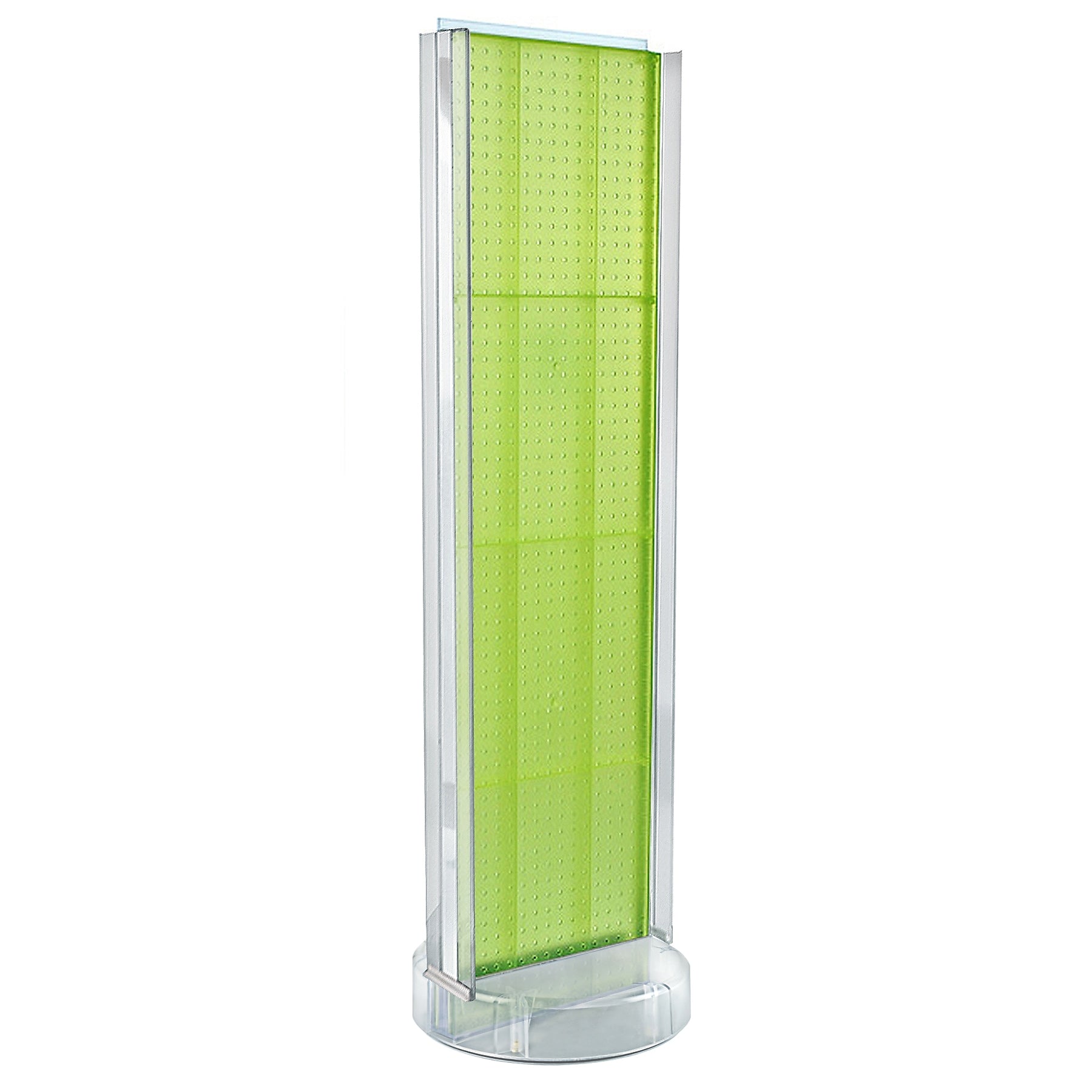 Azar Displays 60”H x16”W Two-Sided Pegboard Floor Display w/ C-Channel Sides on Revolving Round Studio Base, Green (700788-GRE)