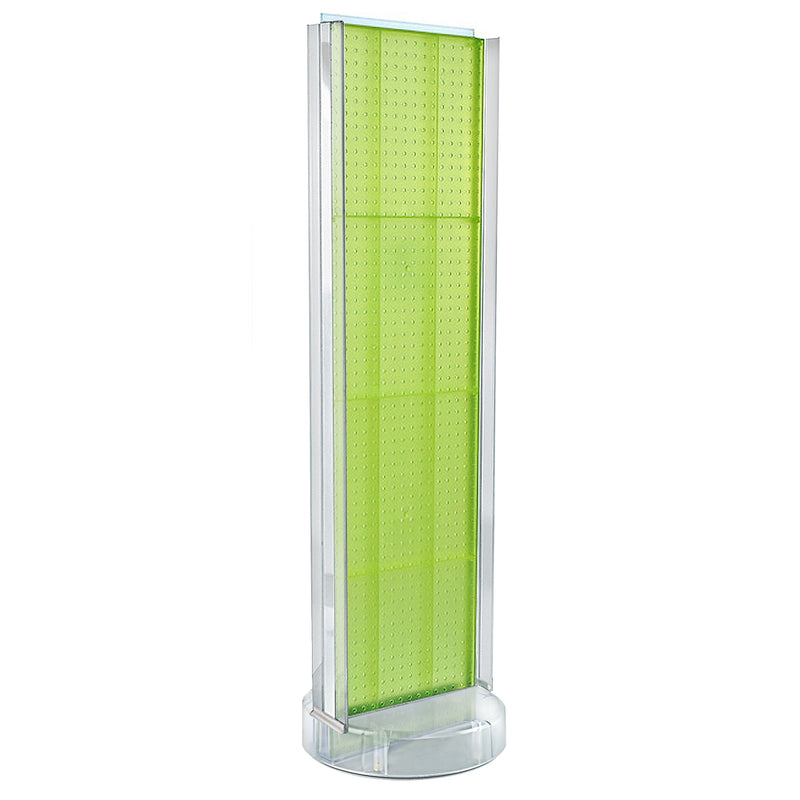Azar Displays 60”H x16”W Two-Sided Pegboard Floor Display w/ C-Channel Sides on Revolving Round Studio Base, Green (700788-GRE)