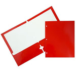 JAM Paper Glossy 3-Hole Punched 2 Pocket Cardstock Presentation Folder, Red, 100/Carton (385GHPREB)