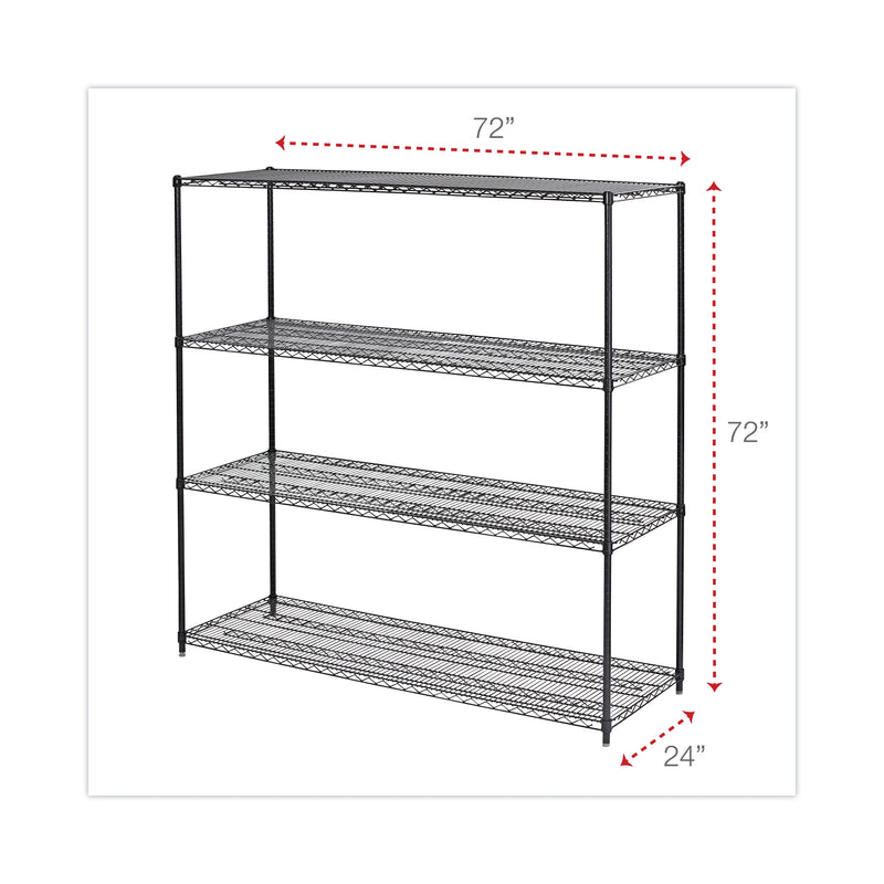 Alera BA Plus 4-Shelf Wire Shelving Kit, 72" x 24" x 72", Black Anthracite Plus (ALESW207224BA)