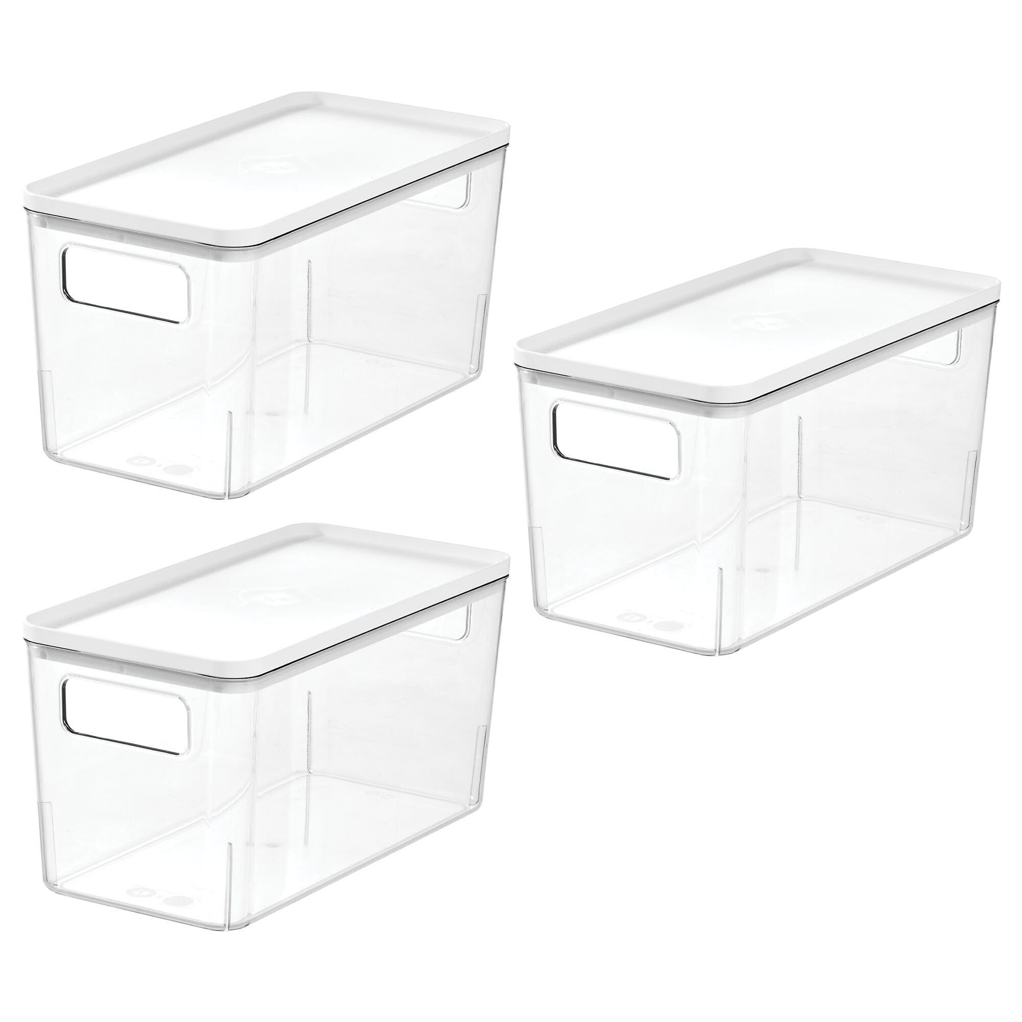 iDESIGN Stackable Plastic Storage Bin with Lid, 6" x 12"x 6", Clear, 3/Pack (29121M3)