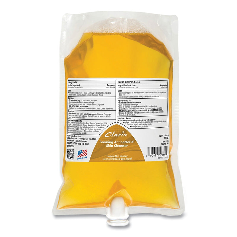 Betco Antibacterial Foaming Hand Soap, Fresh, 1,000 mL Refill, 6/Carton (BET7512900)