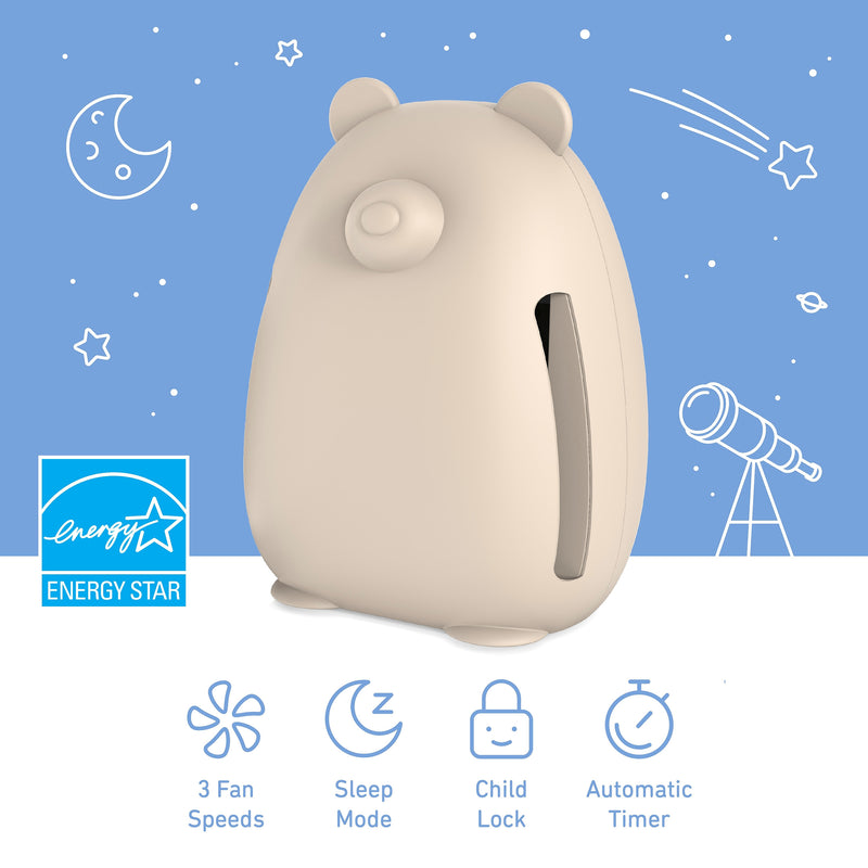 Pure Enrichment PureBaby True HEPA Kids Bear Air Purifier, Sweet Oat (PEAIRBER-SO)