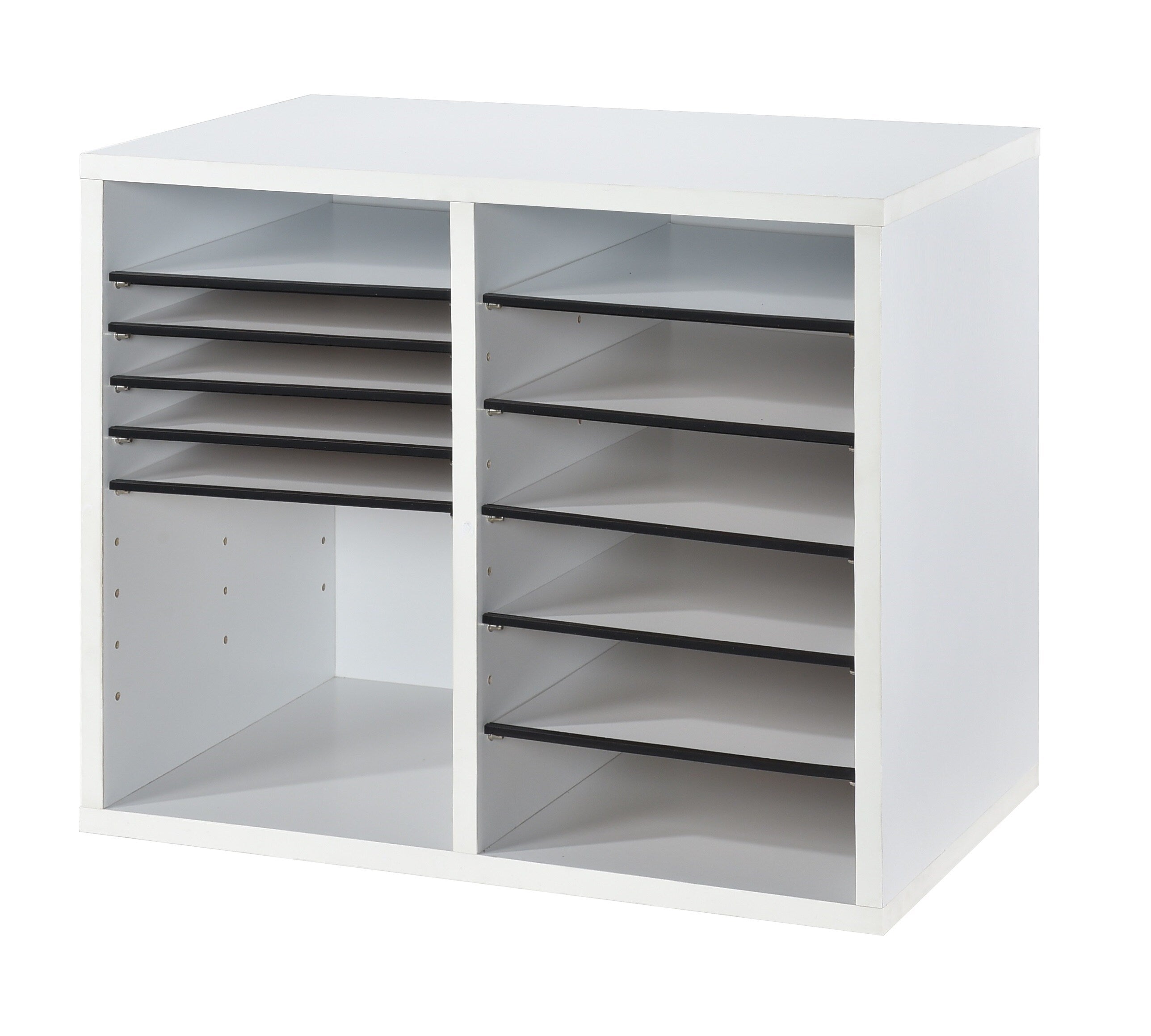 AdirOffice 500 Series 12-Compartment Literature Organizers, 20" x 11.8", White, 2/Pack (500-12-WHI-2PK)