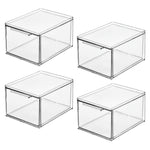 iDESIGN Stackable Storage Drawer, Plastic, Clear, 4/Pack (29203M4)