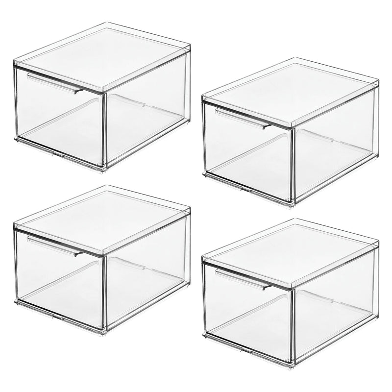 iDESIGN Stackable Storage Drawer, Plastic, Clear, 4/Pack (29203M4)