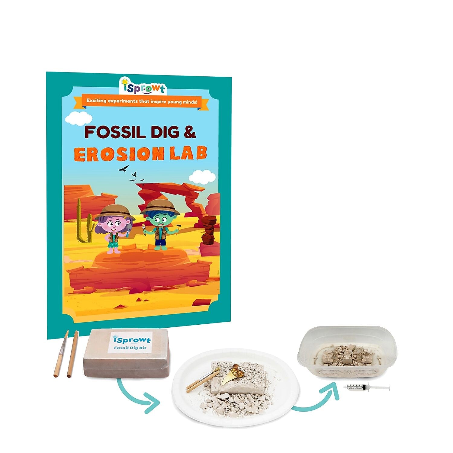 iSprowt Fossil Dig & Erosion Lab Kit, Multicolor (785459614120)