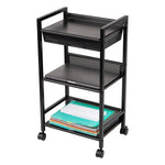 Mind Reader 3-Tier Metal Cart with Covered Compartment, Black (LIDCART3T-BLK)