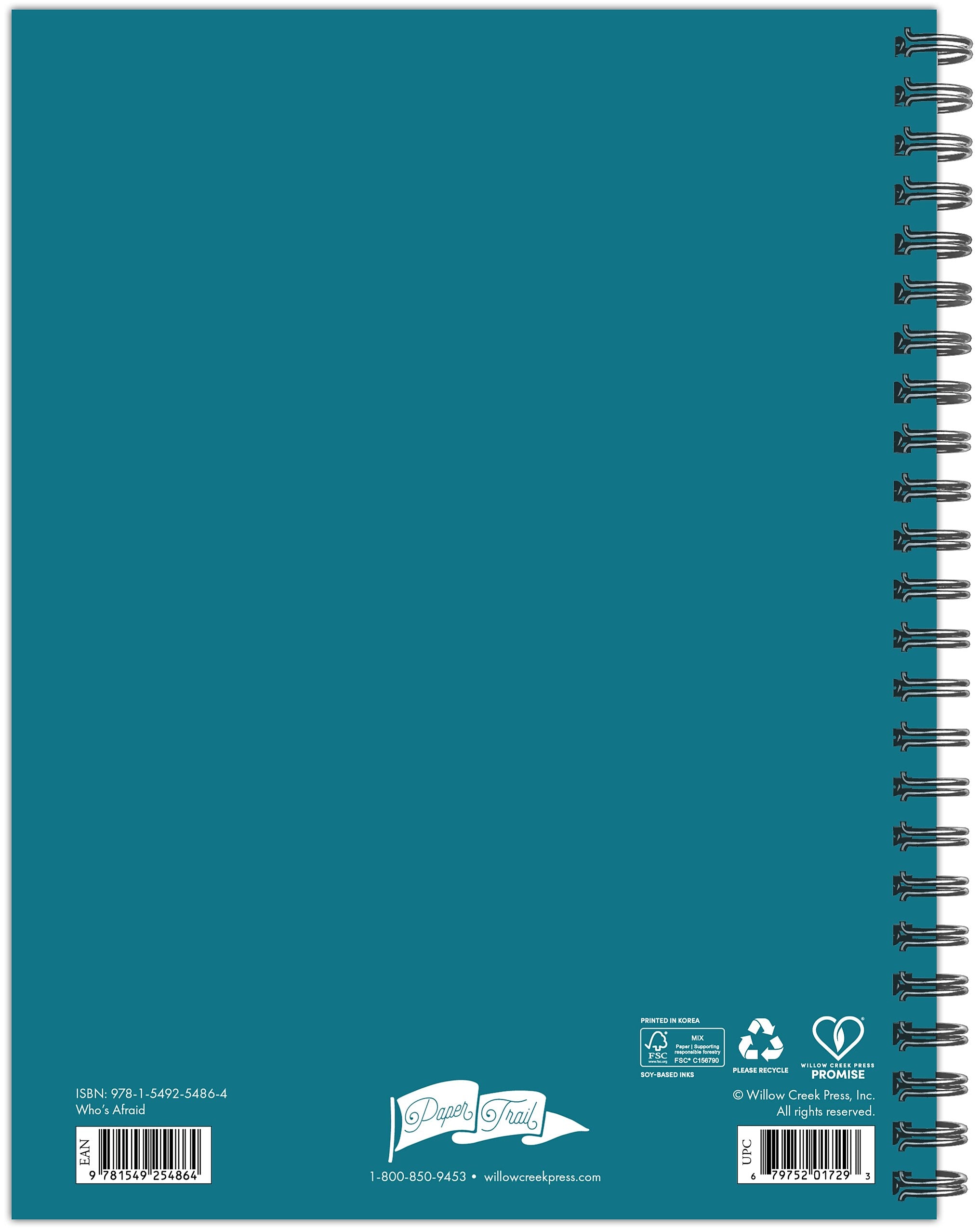 2025-2026 Willow Creek Who's Afraid 6.5" x 8.5" Academic Year Weekly & Monthly Planner, Blue (54864)