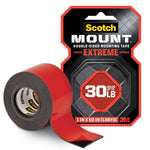 Scotch-Mount Extreme Double-Sided Mounting Tape, 1" x 60", 1 Roll, Black (414P)