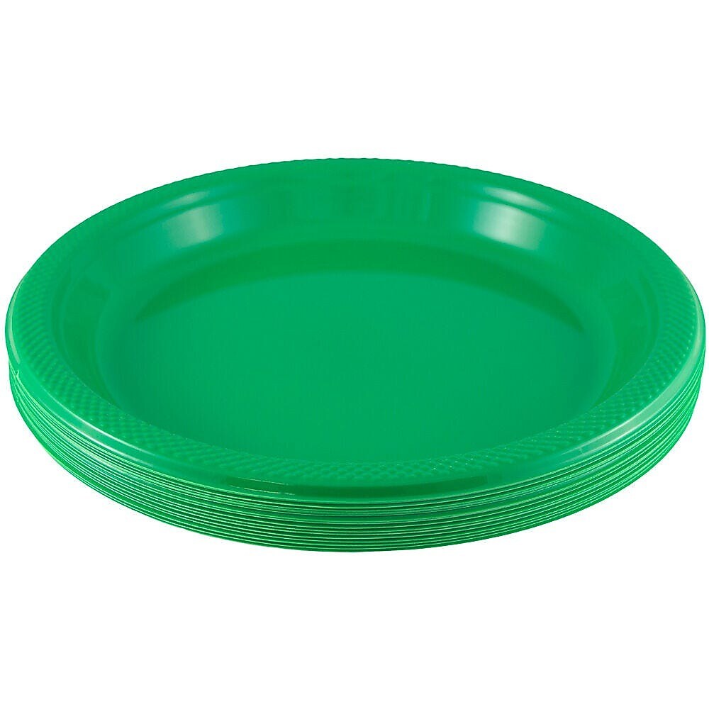 JAM Paper 9" Plastic Plates, Green, 100/Pack (255328197G)
