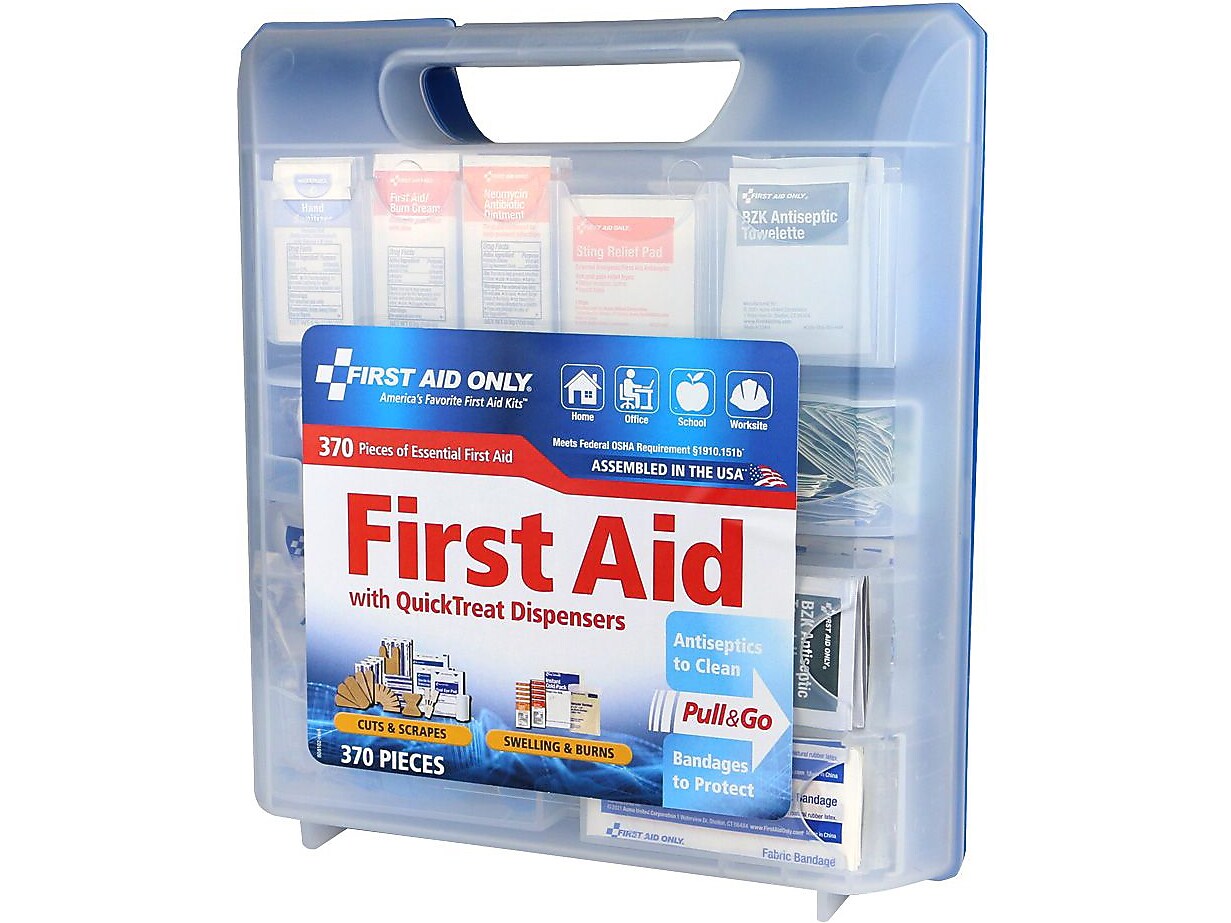 First Aid Only QuickTreat Plastic First Aid Kit, 50 People, 370 Pieces (91407)