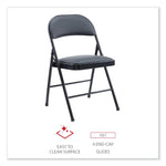 Alera Leather Office Folding Chair, Black, 4/Carton (ALECA9416)