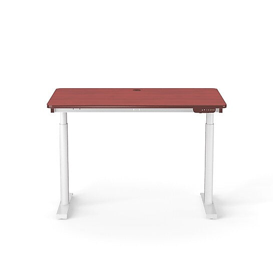 VersaDesk PowerLift 48"W Electric Rectangular Adjustable Standing Desk, Cherry/White (PLSDR4830-WC-APP )