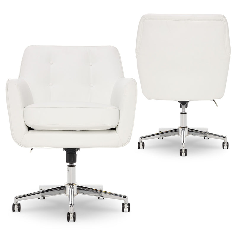 Serta Style Ashland Bonded Leather Swivel Computer and Desk Chair, White (47140E)