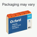 Oxford Laminated Tab Daily Index Card Guides, 5" x 8", Manila, 31/Set (OXF05832)