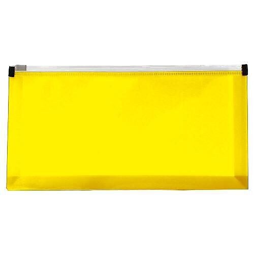 JAM Paper Premium Plastic Expanding Wallet with Zipper Closure, 5" x 10", Yellow, 3/Pack (921Z1YEX3)