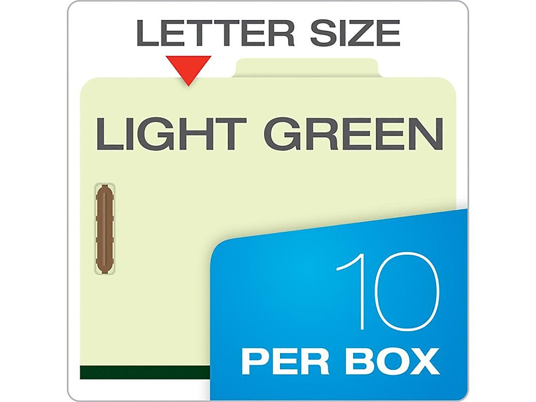 Pendaflex Reinforced Pressboard Classification Folder, 1-Dividers, 1 3/4" Expansion, Letter Size, Light Green, 10/Box (17172EE)