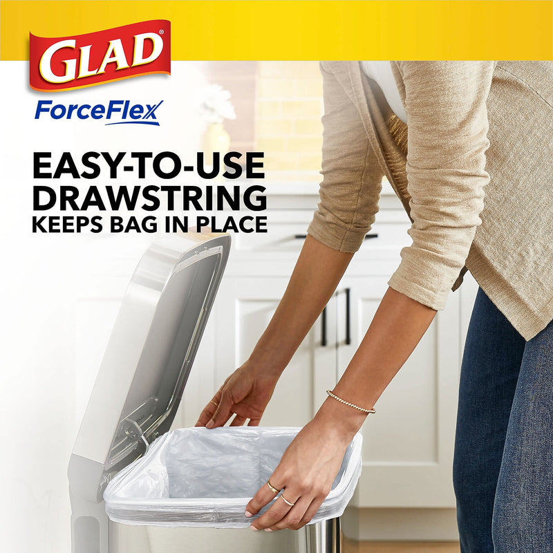 Glad ForceFlex Tall Kitchen Drawstring Trash Bags, 13 Gallon, Gain Lavender with Febreze Freshness, 80 Count (78533)