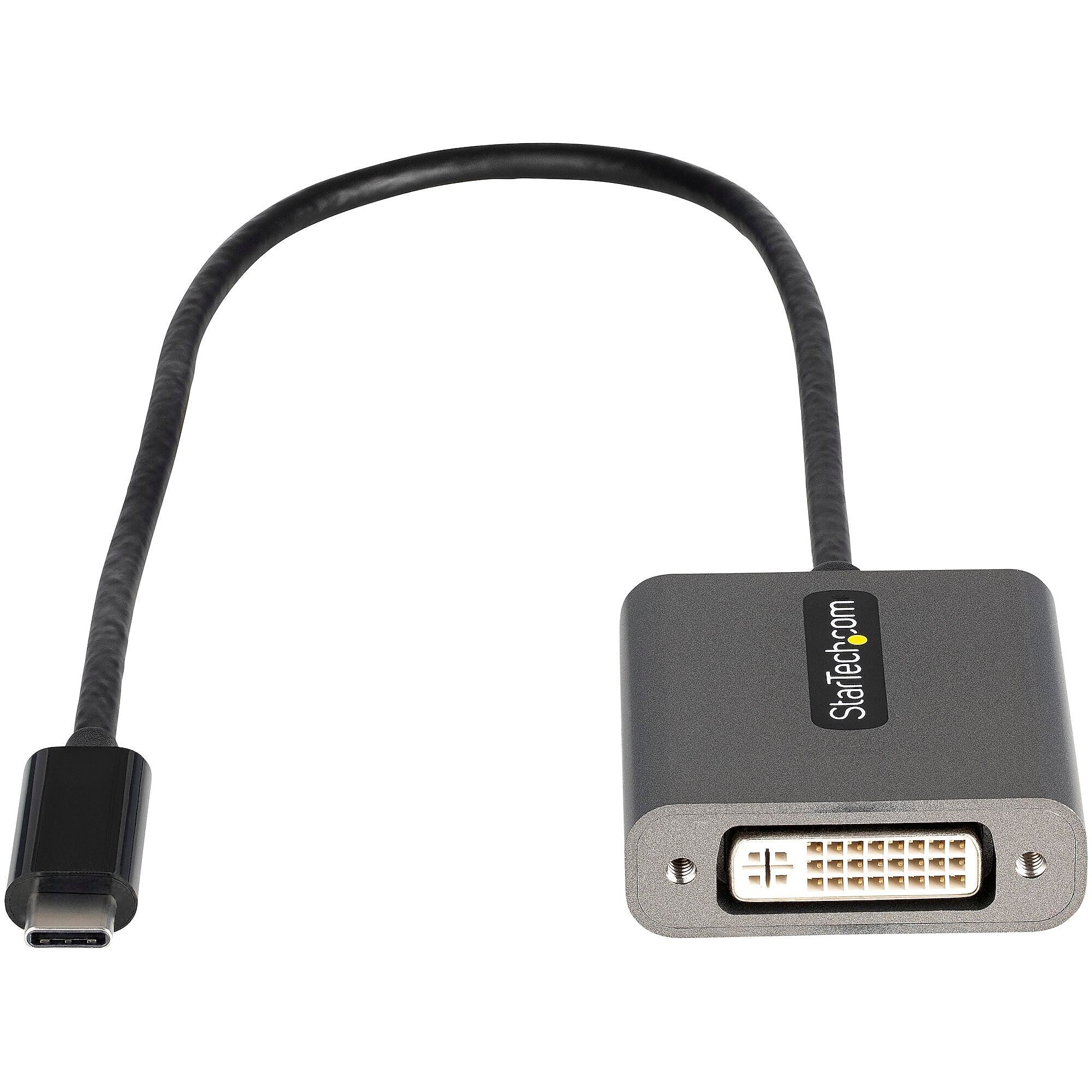 StarTech.com USB-C to DVI Video Adapter, Male to Female, Black, DVI-D, 1920x1200, For DVI-D Display/Monitor/Projector (CDP2DVI)