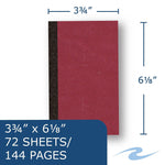 Roaring Spring Paper Products Pocket Notebook, 3.75" x 6.13", Narrow Ruled, 72 Sheets, Red, 144/Case (76096CS)