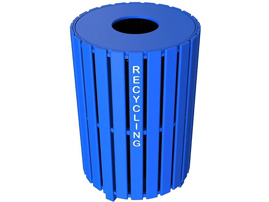 CleanRiver Carousel Plastic Outdoor Recycling Bin, 35 Gallon, Blue (RS35-BE-R)