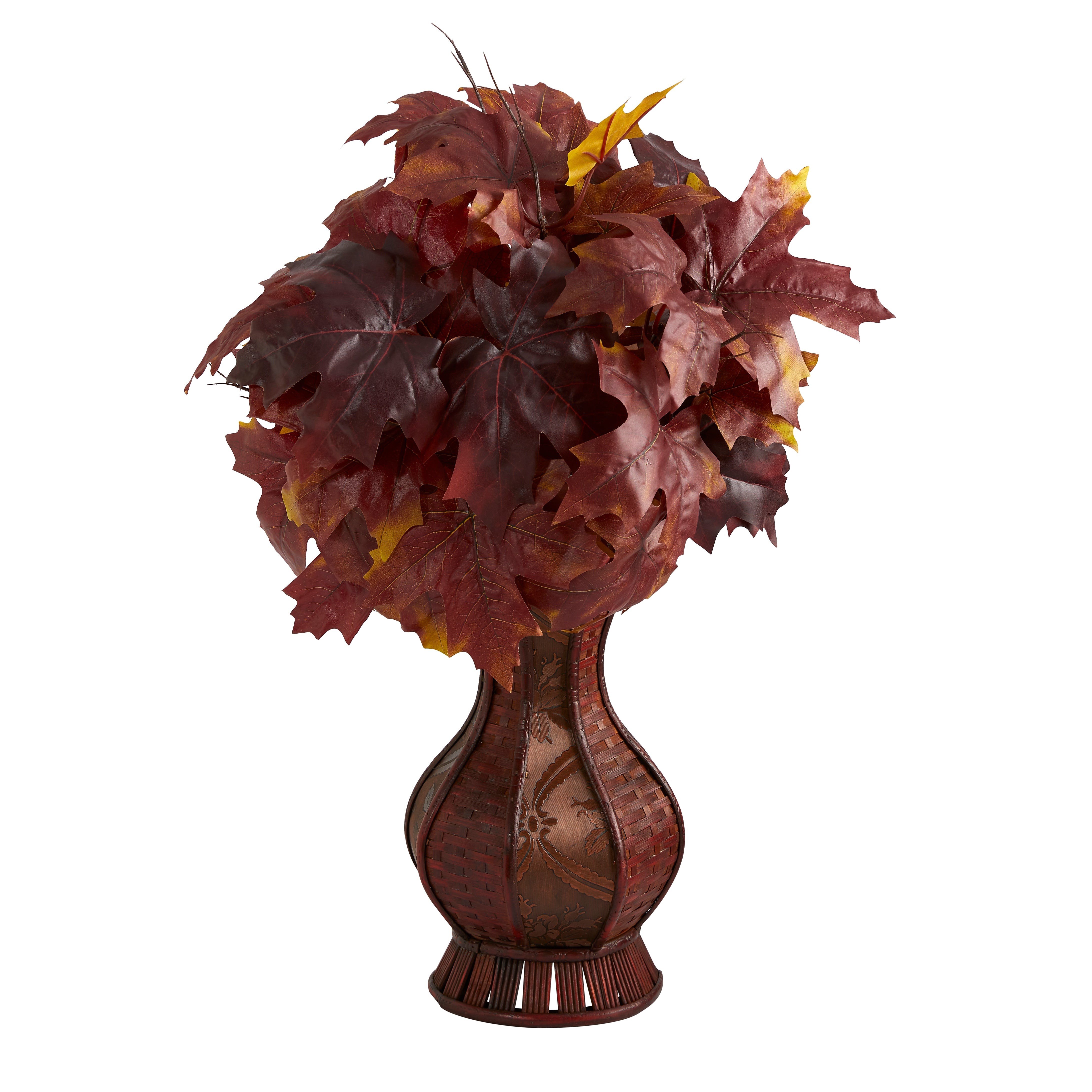 Nearly Natural 24" Autumn Maple Leaf Artificial Plant in Decorative Planter (P1547-BG)