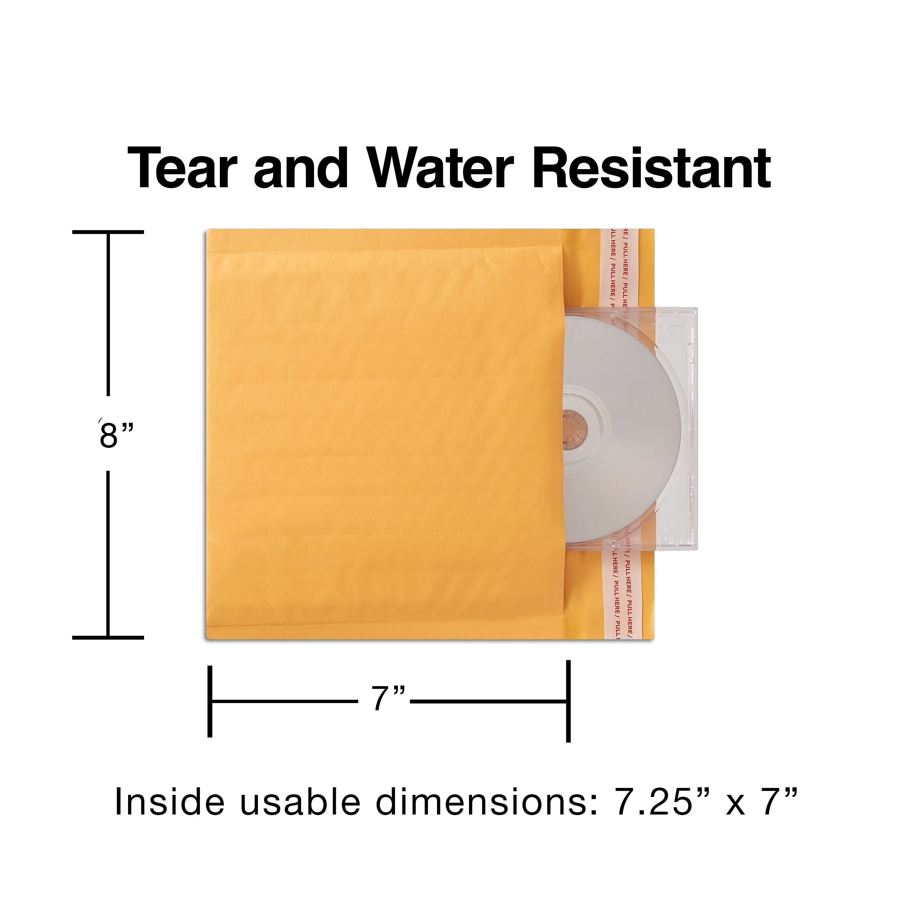 8" x 7" Self-Sealing Bubble Mailer, CD/DVD, 12/Pack (51577)