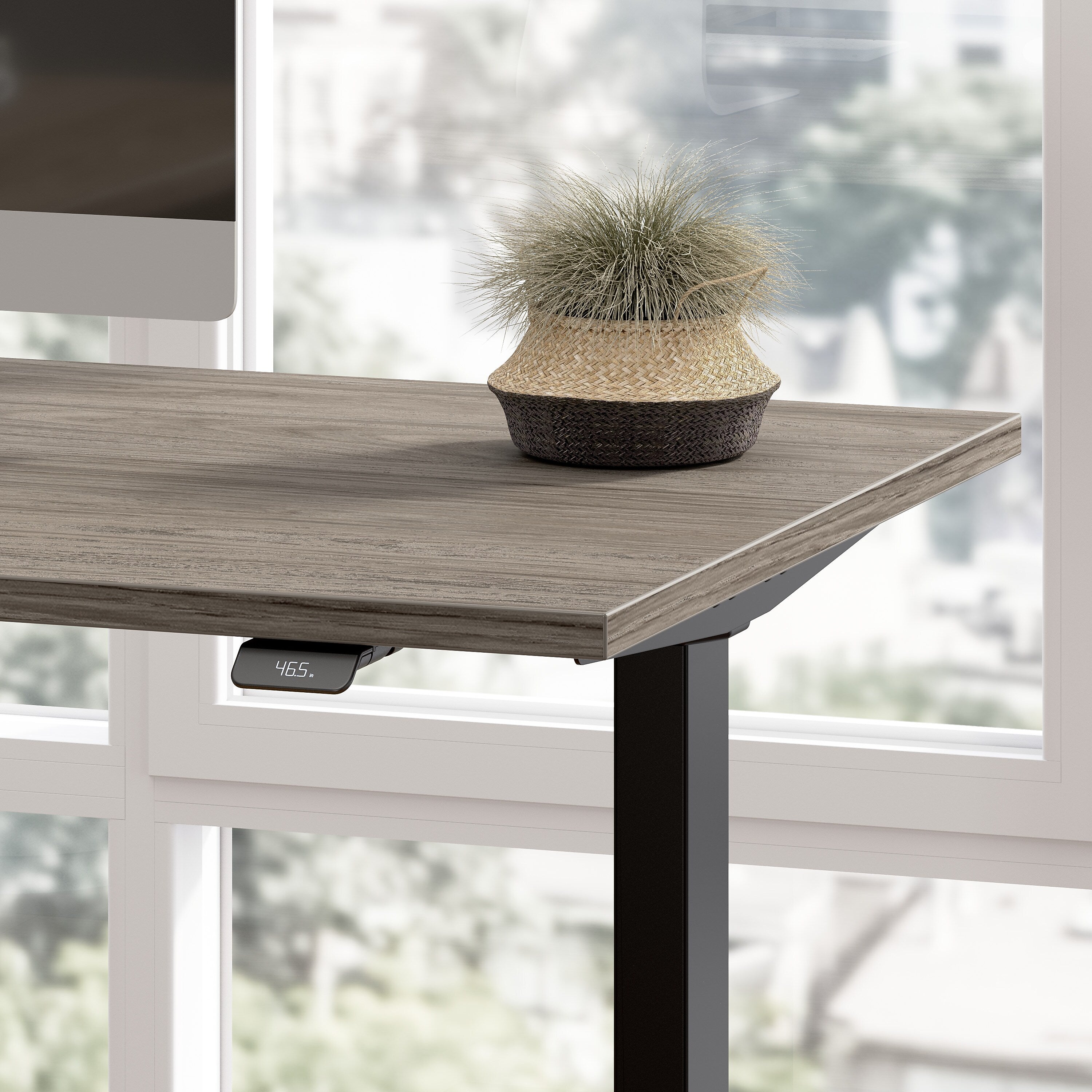 Bush Business Furniture Move 60 Series 72"W L Shaped Adjustable Standing Desk, Modern Hickory (M6SL7278MHBK)