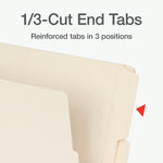Pendaflex End Tab File Folder, 1/3-Cut Tab, Assorted, Letter Size, Manila, 100/Box(1007003)