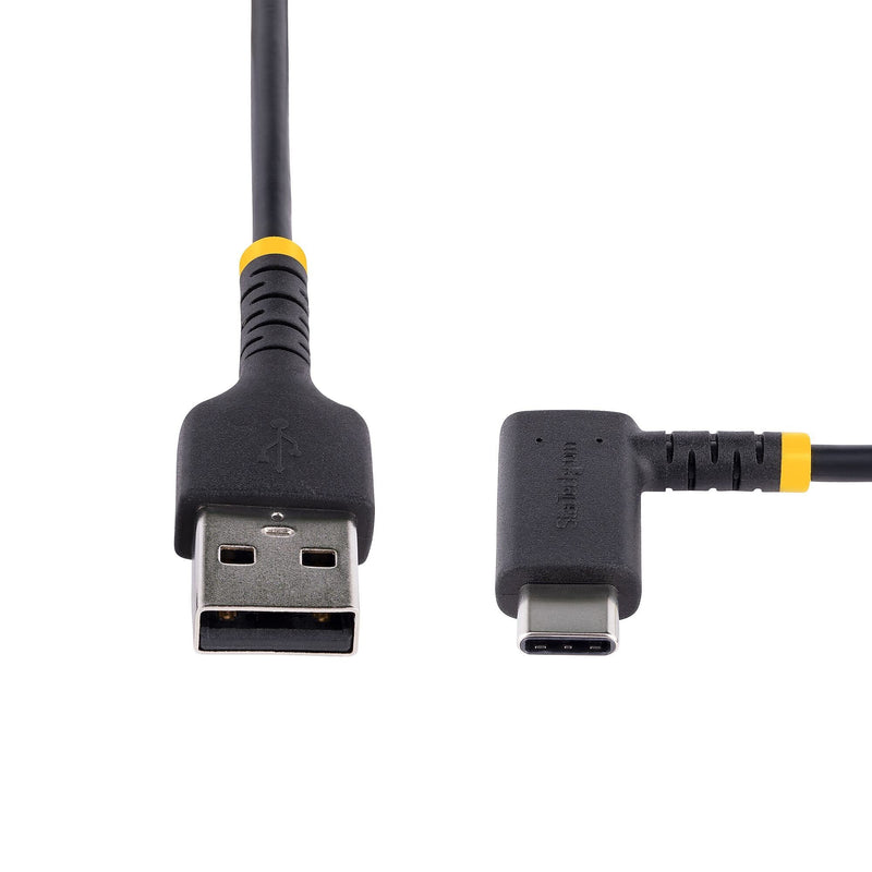 StarTech.com 6.6ft USB-A to USB-C Cable, Charge/Sync, Right-Angled USB C, Heavy-Duty, Black (R2ACR-2M-USB-CABLE)