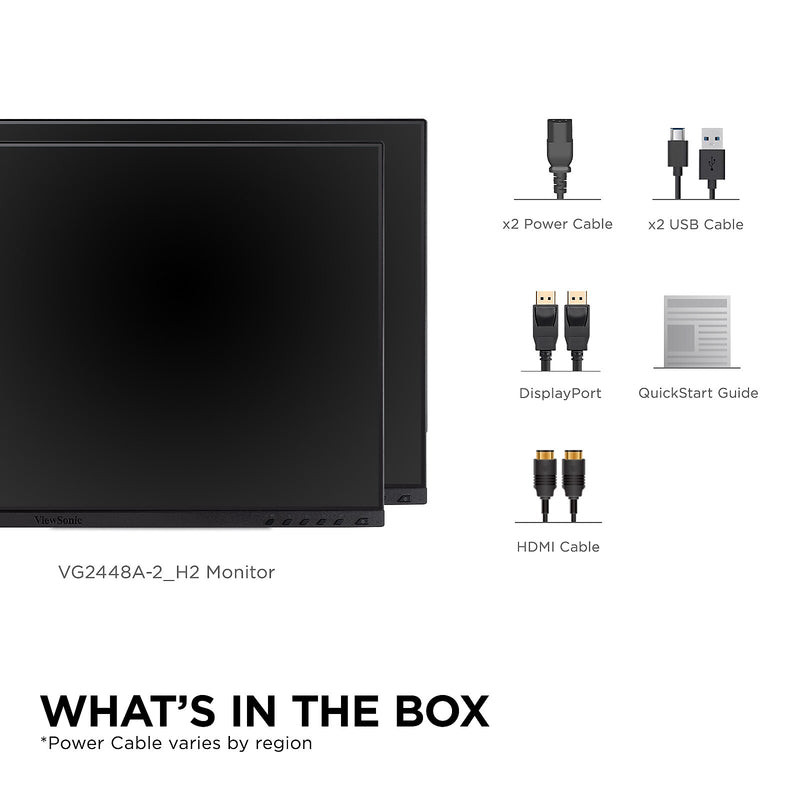 ViewSonic Dual Pack Head-Only 24" 60Hz LCD Monitor, Black (VG2448A-2_H2)