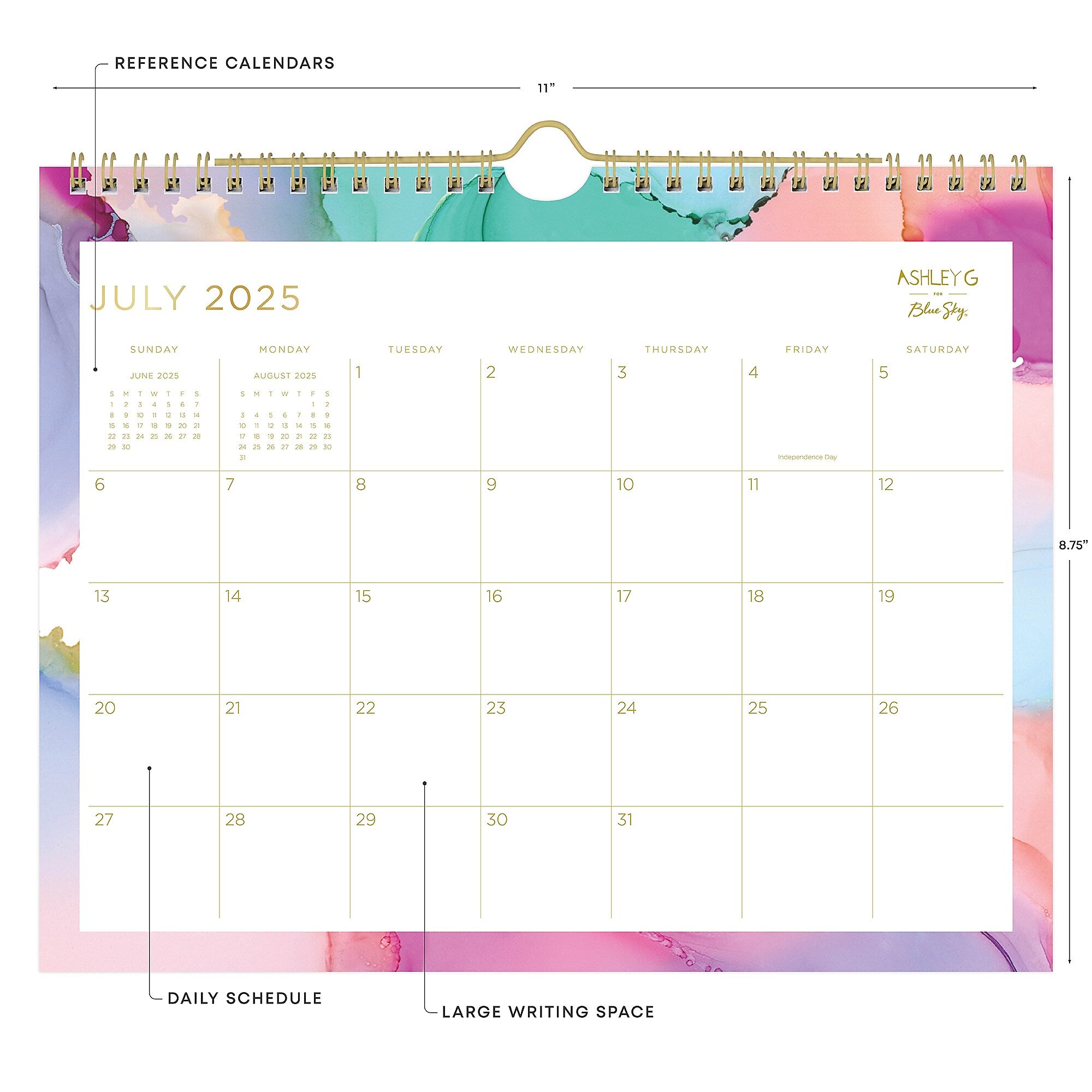 2025-2026 Blue Sky Ashley G 11" x 8.75" Academic Monthly Desk Pad Calendar (150160-A26)
