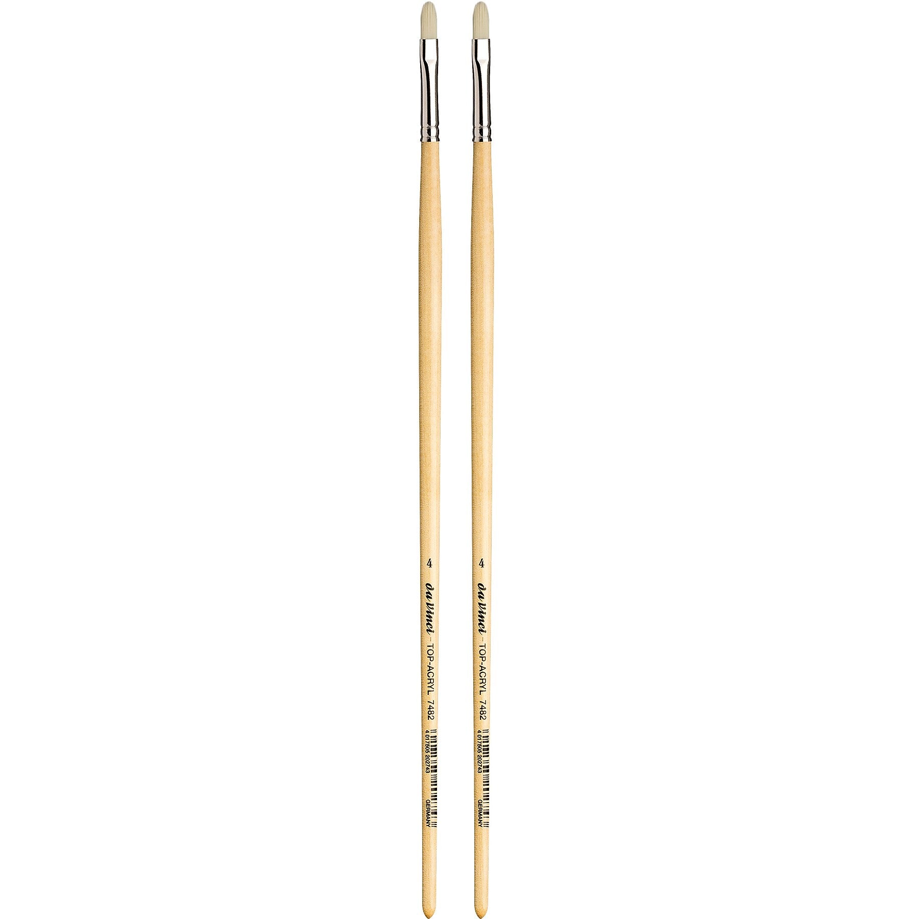 da Vinci TOP-ACRYL Oil and Acrylic Synthetic Bristle White Filbert Brush, 2 Brushes/Pack (DVXVA74824-2)