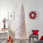Nearly Natural 10-ft Slim White Artificial Christmas Tree with 800 Warm White LED Lights and 2420 Bendable Branches (T3364)