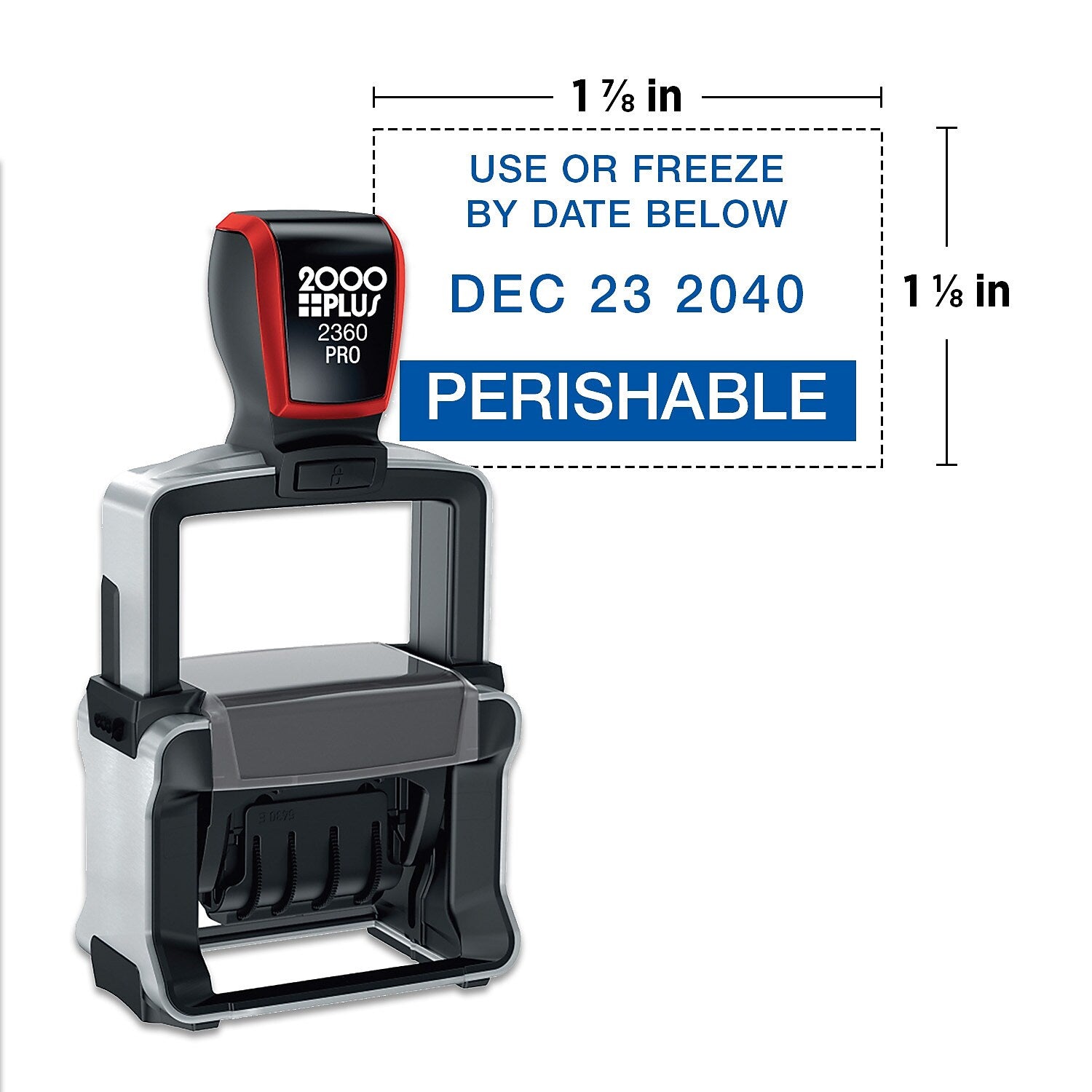 2000 Plus Pro Self-Inking 2360D Heavy Duty Metal Dater, 1 1/8" x 1 7/8" (7BS1SD2360)