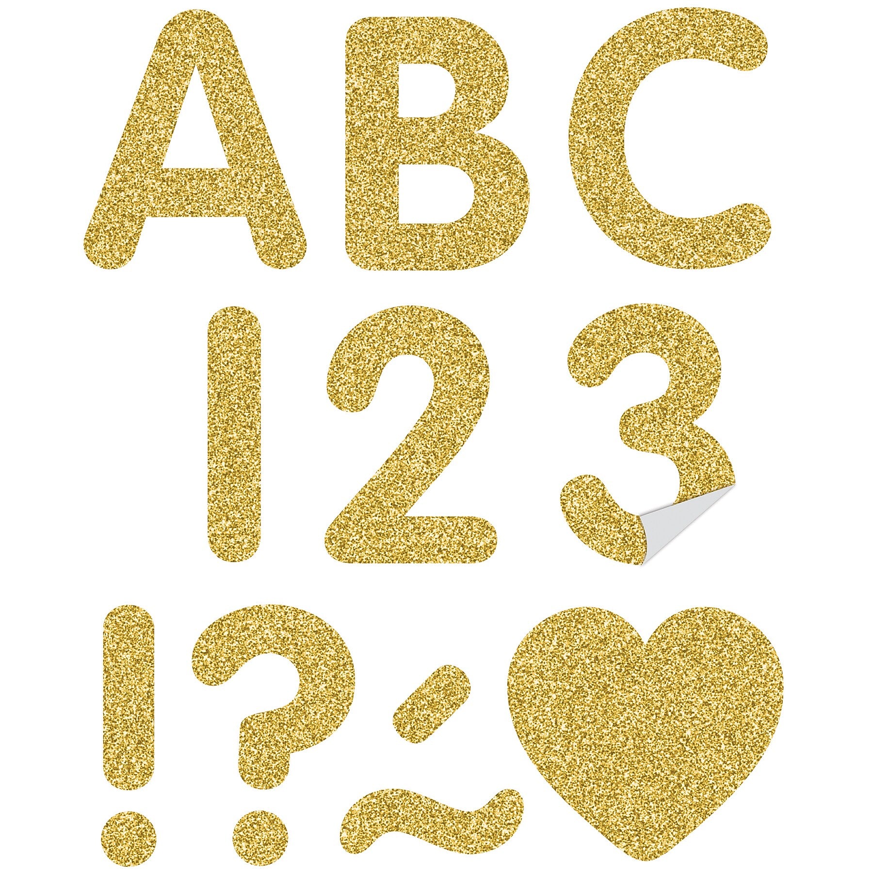 Teacher Created Resources 2" Self-Adhesive Letters and Numbers, Gold Glitz, 276/Pack (TCR9648)