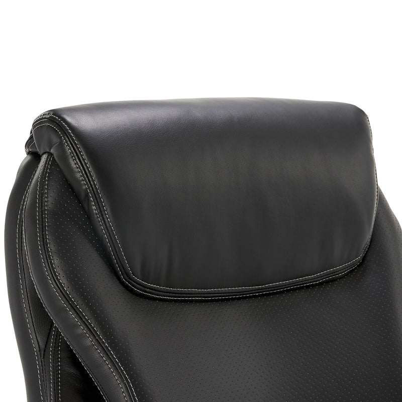 La-Z-Boy Hyland Ergonomic Bonded Leather Swivel Executive Chair, Black/Gray Weathered Wood (CHR10044B)