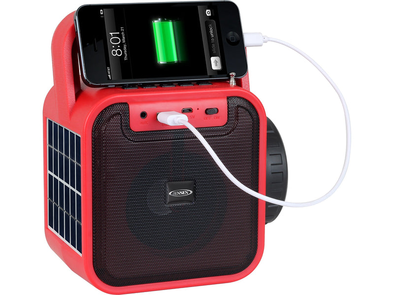 Jensen Wireless Bluetooth Radio with Flashlight, Red/Black (JEP-175)