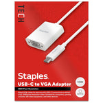 Staples TECH USB-C to VGA Audio/Video Adapter, Male to Female, White (ST62367)