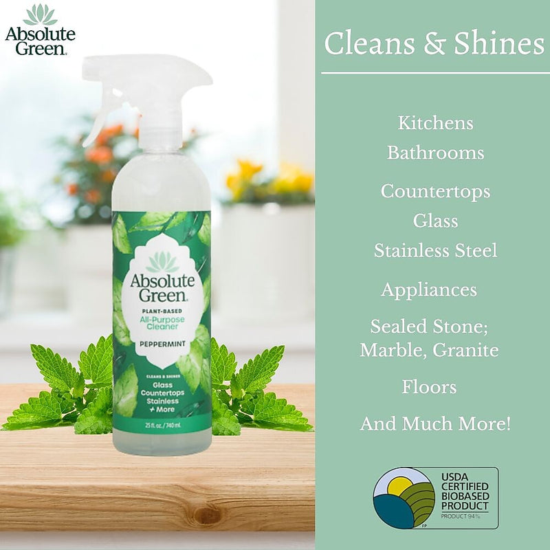 Absolute Green Eco-Friendly  All-Purpose Cleaner, Peppermint Scent, 25 Fl Oz.,  6/Carton (AG14-ST-6)